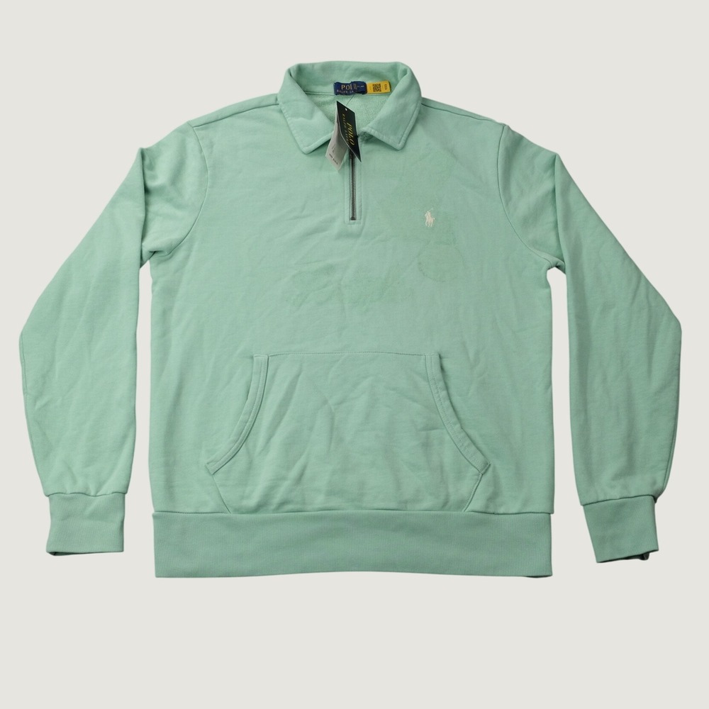 Polo Ralph Lauren Quarter Zip Pullover Size M Mint Green Cotton NWT Imperfect